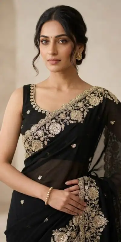 JR 670 Black in Space Silk Embroidery Work & Zari Work Saree . Available at ₹1949 only. Delivery 4-6 Working Days. Shop now. | Sarees, Bollywood Sarees, Creative Sarees, Designer Sarees, Embroidered Sarees, Ethnic Saree, Modern Digital sarees, Party Wear Sarees