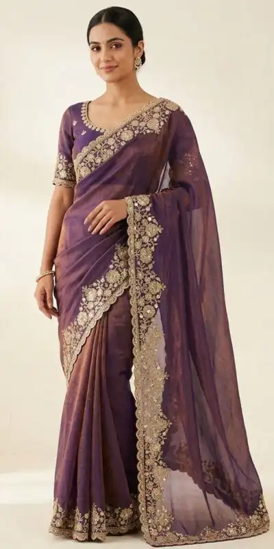 JR 670 Purple in Space Silk Embroidery Work & Zari Work Saree . Available at ₹1949 only. Delivery 4-6 Working Days. Shop now. | Sarees, Bollywood Sarees, Creative Sarees, Designer Sarees, Embroidered Sarees, Ethnic Saree, Modern Digital sarees, Party Wear Sarees