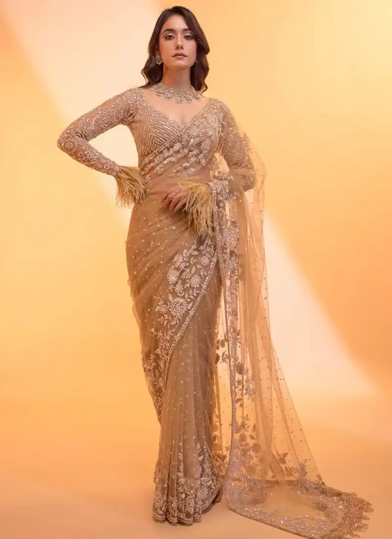 DF 3472 Gold Butterfly Net Saree Sequence with Work & Zari Work. Introductory Price ₹1799. Delivery 4-6 Working Days. Shop now. | Sarees, Bollywood Sarees, Creative Sarees, Designer Sarees, Embroidered Sarees, Ethnic Saree, Modern Digital sarees, Party Wear Sarees