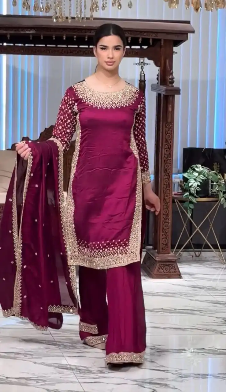 ZB 5056 Rani Pink in Natural Crepe Embroidery Work Salwar Suit . Wedding, Party, Festive, Events, Get it for ₹2199. Delivery 4-6 Working Days. Shop now. | Jump Suits, Salwar suit, Casual Suits, Creative suits, Designer Suits, Palazzo Suits, Party Wear Suits, Patiala Suits, Straight Suits