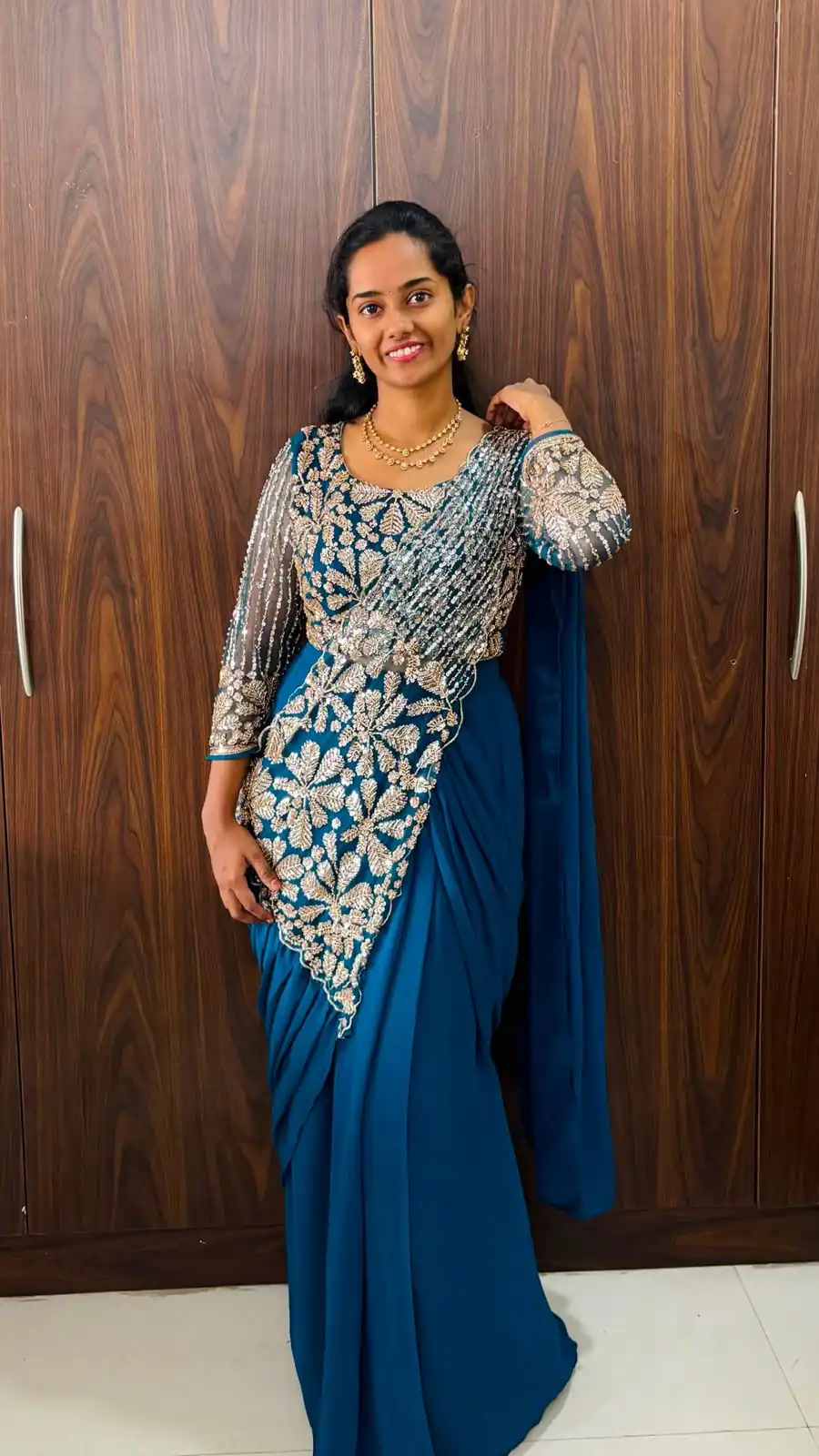 Fancy Blue Faux Georgette Embroider Work Salwar Suit