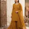 BE 456 Mustered Georgette Gown Perfect for Wedding, Party, Makar Sankranti, Karwa Chauth, Ethnic Day – . Now at just ₹2049. Delivery 4-6 Working D | Jump Suits, Salwar suit, Casual Suits, Creative suits, Designer Suits, Palazzo Suits, Party Wear Suits, Patiala Suits, Straight Suits