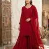 BE 456 Red Georgette Gown Perfect for Wedding, Party, Makar Sankranti, Karwa Chauth, Ethnic Day – . Now at just ₹2049. Delivery 4-6 Working D | Jump Suits, Salwar suit, Casual Suits, Creative suits, Designer Suits, Palazzo Suits, Party Wear Suits, Patiala Suits, Straight Suits