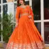 SP 12 Orange in American Silk Sequins Work & Thread Embroidery Gown . Introductory Price ₹2399. Delivery 4-6 Working Days. Shop now. | Gowns, Bollywood Gowns, Creative Gowns, Designer Gowns, Embroidered Gowns, Party Wear Gowns