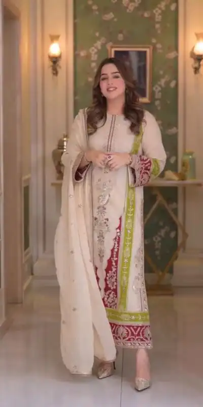AD 238 Cream Roman Silk Salwar Suit Perfect for Wedding, Party, Lohri, Onam, Reception – . Grab it for ₹2399. Delivery 4-6 Working Days. Shop now. | Jump Suits, Salwar suit, Casual Suits, Creative suits, Designer Suits, Palazzo Suits, Party Wear Suits, Patiala Suits, Straight Suits