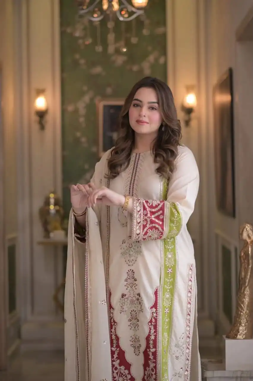 AD 238 Cream Roman Silk Salwar Suit Perfect for Wedding, Party, Lohri, Onam, Reception – . Grab it for ₹2399. Delivery 4-6 Working Days. Shop now. | Jump Suits, Salwar suit, Casual Suits, Creative suits, Designer Suits, Palazzo Suits, Party Wear Suits, Patiala Suits, Straight Suits