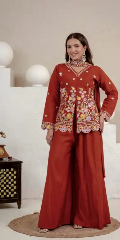 NF 1291 Rust Roman Silk Salwar Suit Perfect for Wedding, Party, Lohri, Onam, Reception – . Grab it for ₹2049. Delivery 4-6 Working Days. Shop now. | Jump Suits, Salwar suit, Casual Suits, Creative suits, Designer Suits, Palazzo Suits, Party Wear Suits, Patiala Suits, Straight Suits