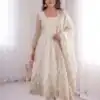 ZB 5073 White Fendy Silk Gown Perfect for Wedding, Party, Baisakhi, Traditional Day, Makar Sankranti – Introductory Price ₹2049. Delivery 4-6 Working Days. | Gowns, Bollywood Gowns, Creative Gowns, Designer Gowns, Embroidered Gowns, Party Wear Gowns