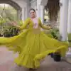 KA 1265 Lime Yellow Color Faux Georgette Gown with Mirror Work. Wedding, Party, Festive, Events Get it for ₹1819. Delivery 4-6 Working Days.Online Shop now. | Gowns, Bollywood Gowns, Creative Gowns, Designer Gowns, Embroidered Gowns, Party Wear Gowns
