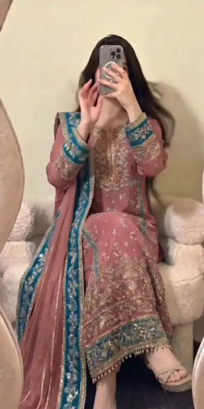 ZSR 3175 Peach Fox Georgette Salwar Suit with Embroidery Work & Sequins Work. Grab it for ₹2399. Delivery 4-6 Working Days. Shop now. | Jump Suits, Salwar suit, Casual Suits, Creative suits, Designer Suits, Palazzo Suits, Party Wear Suits, Patiala Suits, Straight Suits