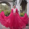 KA 1265 Pink Color Faux Georgette Gown with Mirror Work. Wedding, Party, Festive, Events Get it for ₹1819. Delivery 4-6 Working Days.Online Shop now. | Gowns, Bollywood Gowns, Creative Gowns, Designer Gowns, Embroidered Gowns, Party Wear Gowns