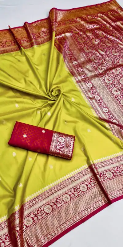 MB 6079 Parrot Green Soft Banarasi Silk Saree with Zari Work & Moti Work. Introductory Price ₹1949. Delivery 4-6 Working Days. Shop now. | Sarees, Bollywood Sarees, Creative Sarees, Designer Sarees, Embroidered Sarees, Ethnic Saree, Modern Digital sarees, Party Wear Sarees