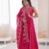 JF 038 Rani Pink Roman Silk Gown with Embroidery Work. Wedding, Party, Events, Navratri, Exclusive Offer ₹2149. Delivery 4-6 Working Days. Shop now. | Gowns, Bollywood Gowns, Creative Gowns, Designer Gowns, Embroidered Gowns, Party Wear Gowns