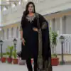 DIVA 125 | Black Roman Silk Salwar Suit with Sequins Work & Embroidery Work. Available at ₹1799 only. Delivery 4-6 Working Days. Shop now. | Jump Suits, Salwar suit, Casual Suits, Creative suits, Designer Suits, Palazzo Suits, Party Wear Suits, Patiala Suits, Straight Suits