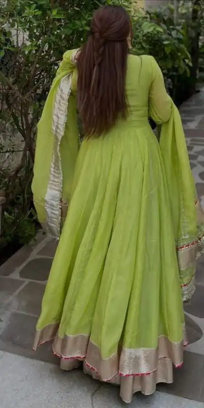 RTC 6048 Parrot Green | Parrot Tabby Organza Silk Gown with Hand Work & Mirror Work. Special Price ₹2549. Delivery 4-6 Working Days. Shop now. | Gowns, Bollywood Gowns, Creative Gowns, Designer Gowns, Embroidered Gowns, Party Wear Gowns