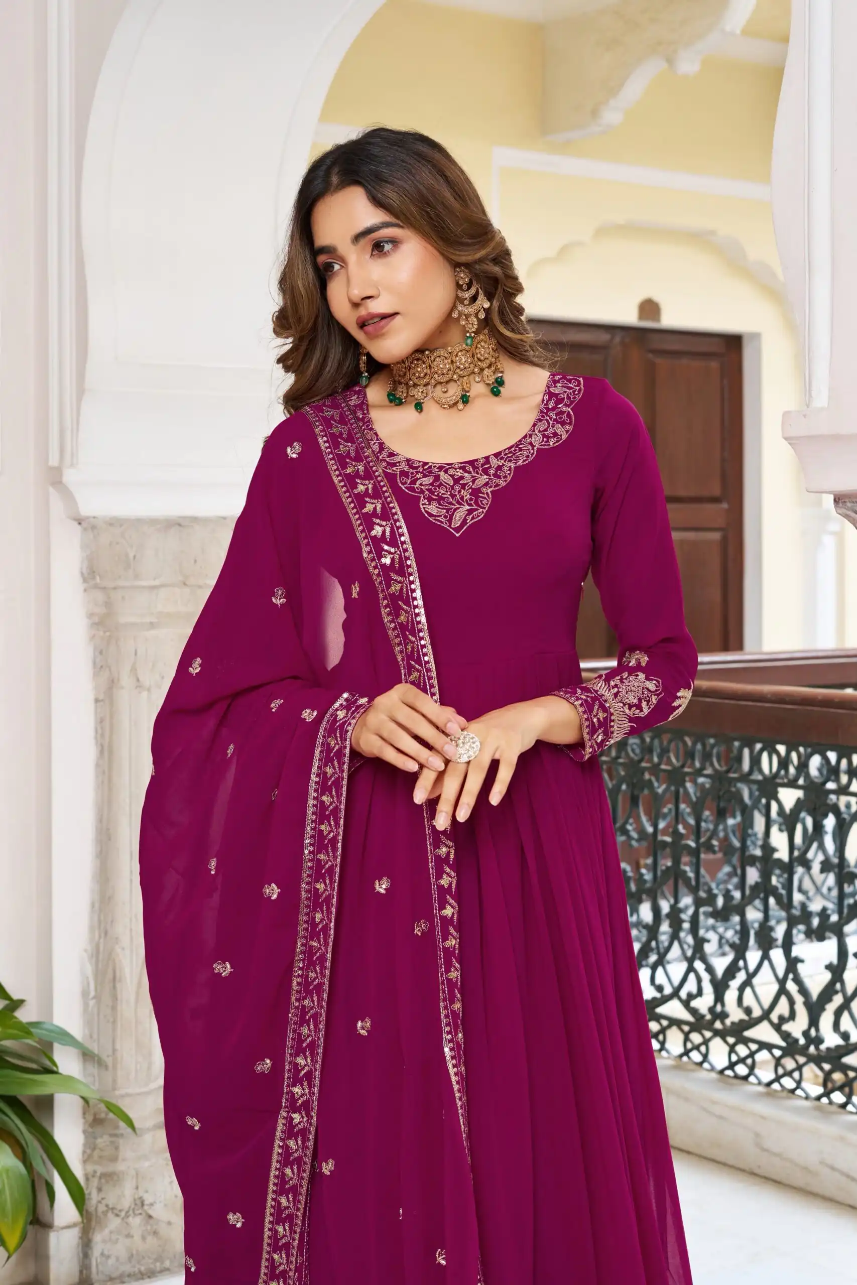 SP 31 Pink Faux Georgette Salwar Suit with Lace Work & Digital Print. Introductory Price ₹1999. Delivery 4-6 Working Days. Shop now. | Anarkali Suits, Bollywood Anarkali, Creative-Anarkali, Designer Anarkali, Embroidered Anarkali, Party Wear Anarkali, Salwar suit