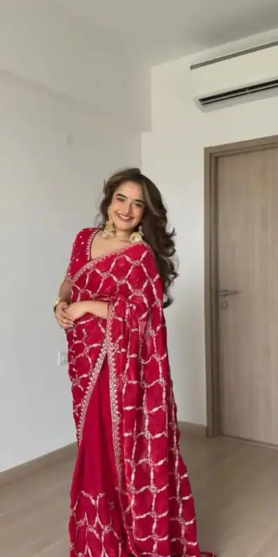 KD 634 Red Color Fendy Silk Saree With Sequins Work. Wedding, Party, Festive, Events Get it for ₹2399. Delivery 4-6 Working Days. Online Best Shop now. | Sarees, Bollywood Sarees, Creative Sarees, Designer Sarees, Embroidered Sarees, Ethnic Saree, Modern Digital sarees, Party Wear Sarees