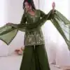 JF 043 Green Pure Fendy Silk Salwar Suitwith Embroidery Work & Sequins Work. Exclusive Offer ₹1940. Delivery 4-6 Working Days. Shop now. | Jump Suits, Salwar suit, Casual Suits, Creative suits, Designer Suits, Palazzo Suits, Party Wear Suits, Patiala Suits, Straight Suits