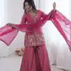 JF 043 Rani Pink Pure Fendy Silk Salwar Suitwith Embroidery Work & Sequins Work. Exclusive Offer ₹1940. Delivery 4-6 Working Days. Shop now. | Jump Suits, Salwar suit, Casual Suits, Creative suits, Designer Suits, Palazzo Suits, Party Wear Suits, Patiala Suits, Straight Suits