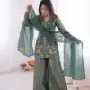 JF 043 Teal Pure Fendy Silk Salwar Suitwith Embroidery Work & Sequins Work. Exclusive Offer ₹1940. Delivery 4-6 Working Days. Shop now. | Jump Suits, Salwar suit, Casual Suits, Creative suits, Designer Suits, Palazzo Suits, Party Wear Suits, Patiala Suits, Straight Suits