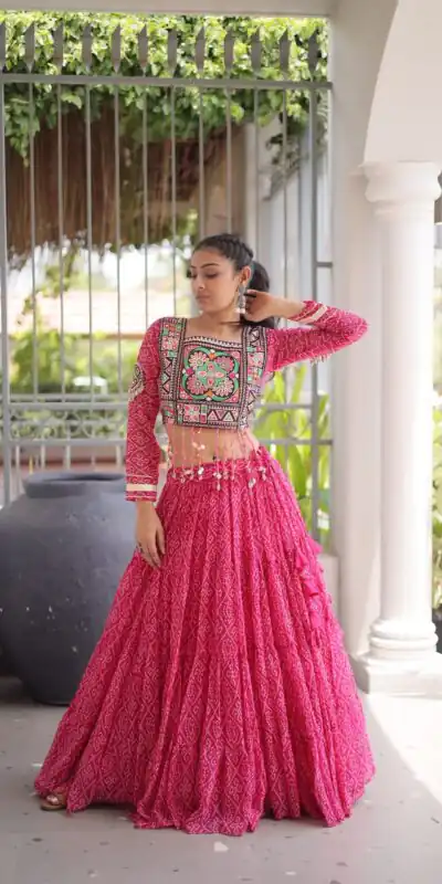 KA 5080 Pink| Faux Georgette Lehenga Choli with Embroidery Work & Lace Work. Special Price ₹2499. Delivery 4-6 Working Days. Shop now. | Lehenga, Bollywood Lehenga, Creative Lehenga, Designer Lehenga, Embroidered Lehenga, Party Wear Lehenga