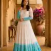 KA 1264 Blue Silver Crunchy Gown Perfect for Wedding, Party, Durga Puja, Ganesh Chaturthi, Family Gatherings – n. Festive Deal ₹1819. Delivery 4-6 Worki | Gowns, Bollywood Gowns, Creative Gowns, Designer Gowns, Embroidered Gowns, Party Wear Gowns