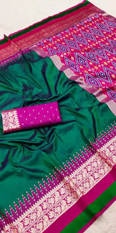 MB 261 Green | Purple Soft Crafted Saree with Moti Work & Zari Work. Now at just ₹1999. Delivery 4-6 Working Days. Shop now. | Sarees, Bollywood Sarees, Creative Sarees, Designer Sarees, Embroidered Sarees, Ethnic Saree, Modern Digital sarees, Party Wear Sarees