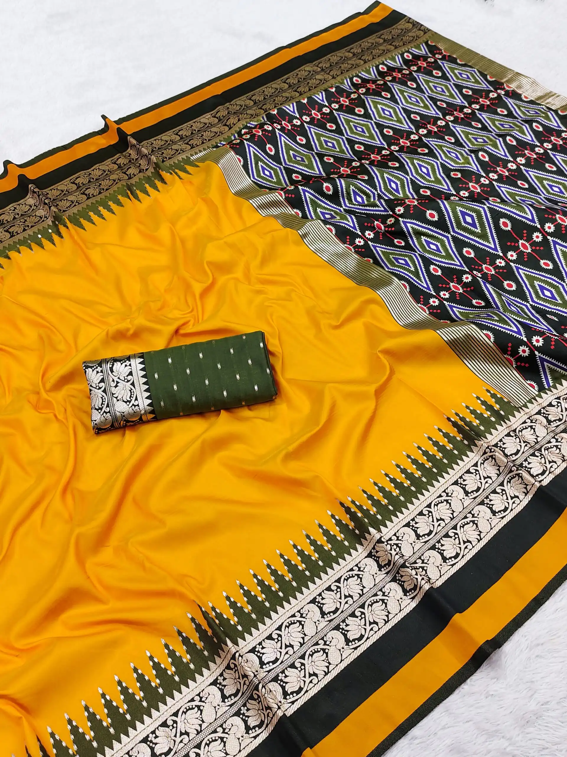 MB 261 Yellow | Purple Soft Crafted Saree with Moti Work & Zari Work. Now at just ₹1999. Delivery 4-6 Working Days. Shop now. | Sarees, Bollywood Sarees, Creative Sarees, Designer Sarees, Embroidered Sarees, Ethnic Saree, Modern Digital sarees, Party Wear Sarees