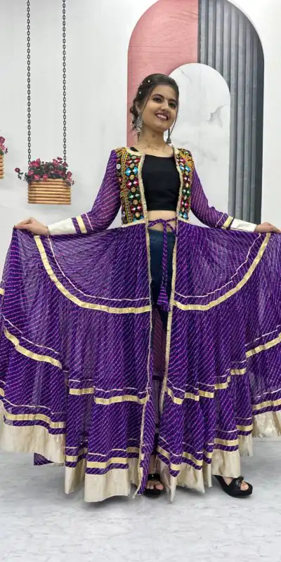 PC N48 Purple | Fox Georgette Kurti with Lace Work & Mirror Work. Affordable Price ₹2149. Delivery 4-6 Working Days. Shop now. | Kurti, Bollywood Kurti, Creative Kurtis, Designer Kurti, Party Wear Kurti, Selfie Kurti