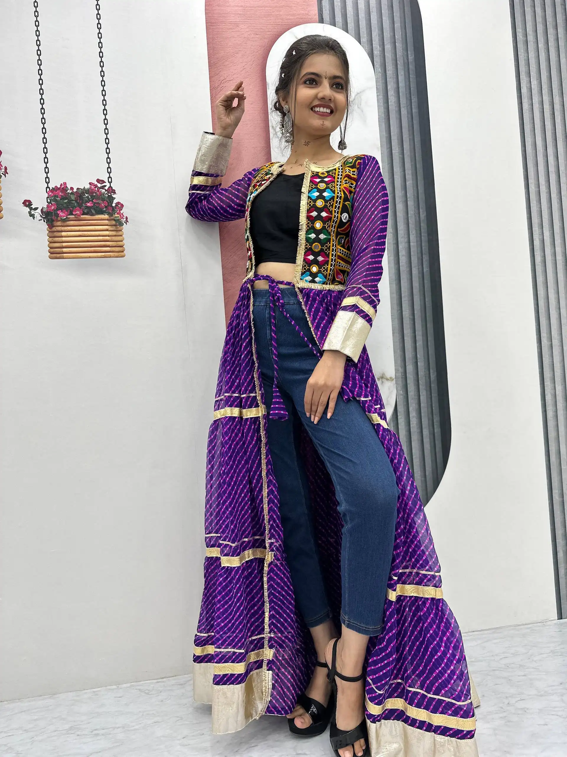 PC N48 Purple | Fox Georgette Kurti with Lace Work & Mirror Work. Affordable Price ₹2149. Delivery 4-6 Working Days. Shop now. | Kurti, Bollywood Kurti, Creative Kurtis, Designer Kurti, Party Wear Kurti, Selfie Kurti