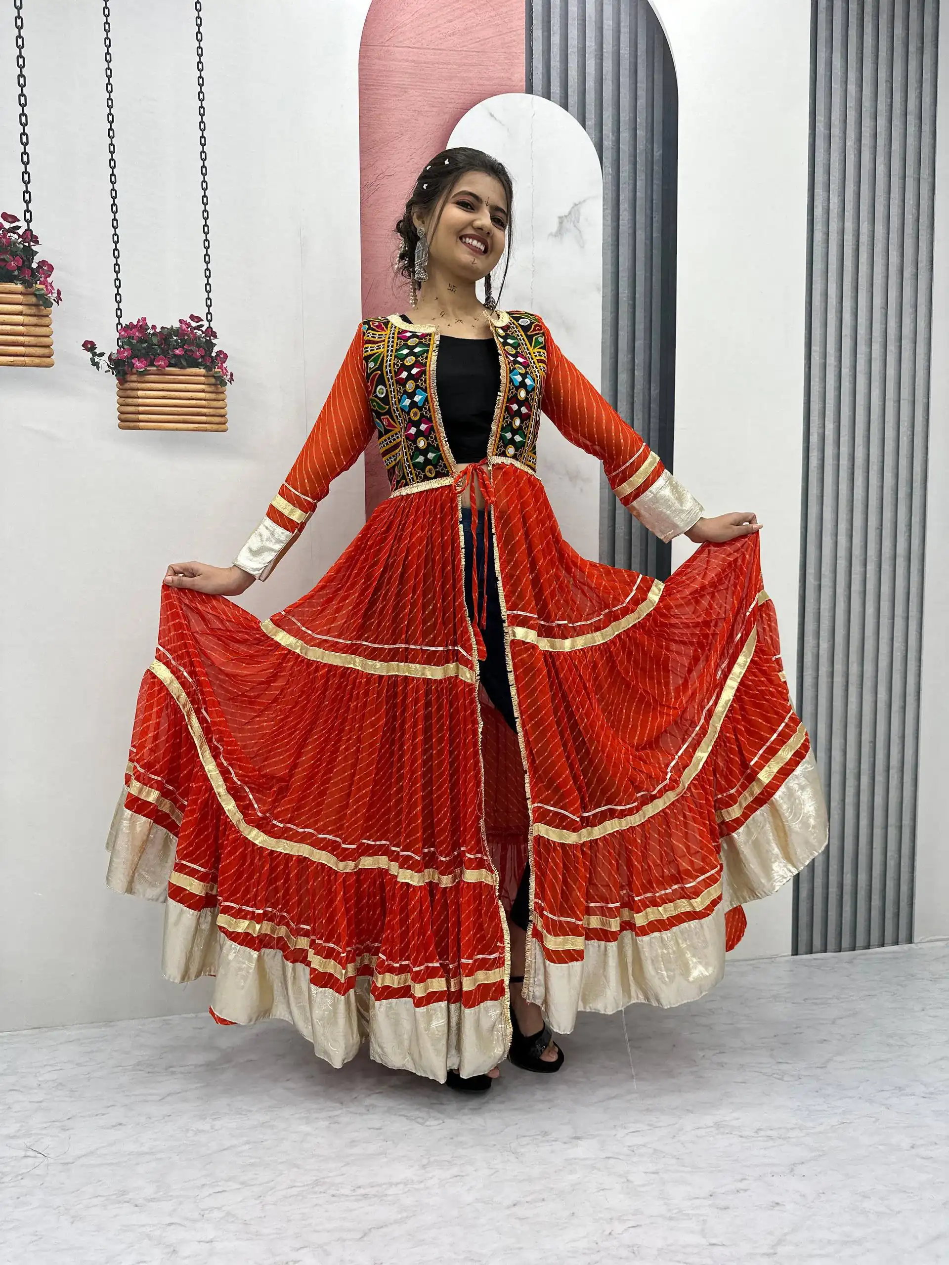 PC N48 Red | Fox Georgette Kurti with Lace Work & Mirror Work. Affordable Price ₹2149. Delivery 4-6 Working Days. Shop now. | Kurti, Bollywood Kurti, Creative Kurtis, Designer Kurti, Party Wear Kurti, Selfie Kurti