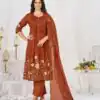 DIVA 159 Rust with Embroidery Work & Cut Work Brown Pure Cotton Salwar Suit . Exclusive Offer ₹2499. Delivery 4-6 Working Days. Shop now. | Jump Suits, Salwar suit, Casual Suits, Creative suits, Designer Suits, Palazzo Suits, Party Wear Suits, Patiala Suits, Straight Suits