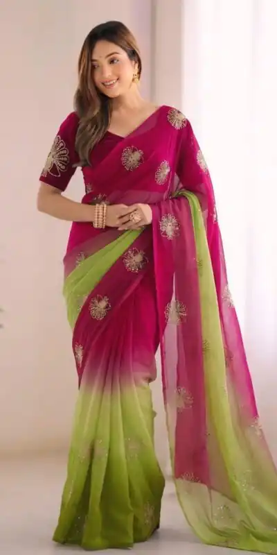 SC 1052 Pink Fendy Silk Saree Perfect for Wedding, Party, Baby Shower, Pongal, Housewarming – . Available at ₹1799 only. Delivery 4-6 Working Days. | Sarees, Bollywood Sarees, Creative Sarees, Designer Sarees, Embroidered Sarees, Ethnic Saree, Modern Digital sarees, Party Wear Sarees