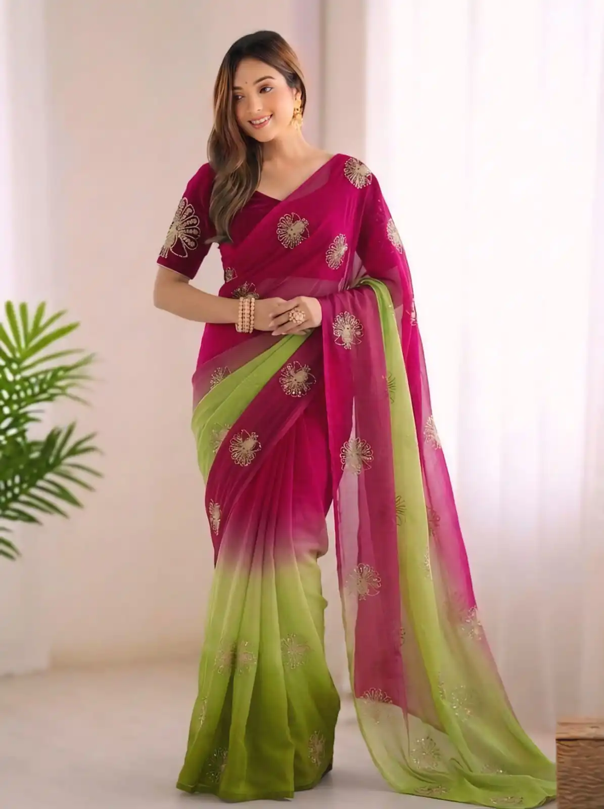 SC 1052 Pink Fendy Silk Saree Perfect for Wedding, Party, Baby Shower, Pongal, Housewarming – . Available at ₹1799 only. Delivery 4-6 Working Days. | Sarees, Bollywood Sarees, Creative Sarees, Designer Sarees, Embroidered Sarees, Ethnic Saree, Modern Digital sarees, Party Wear Sarees