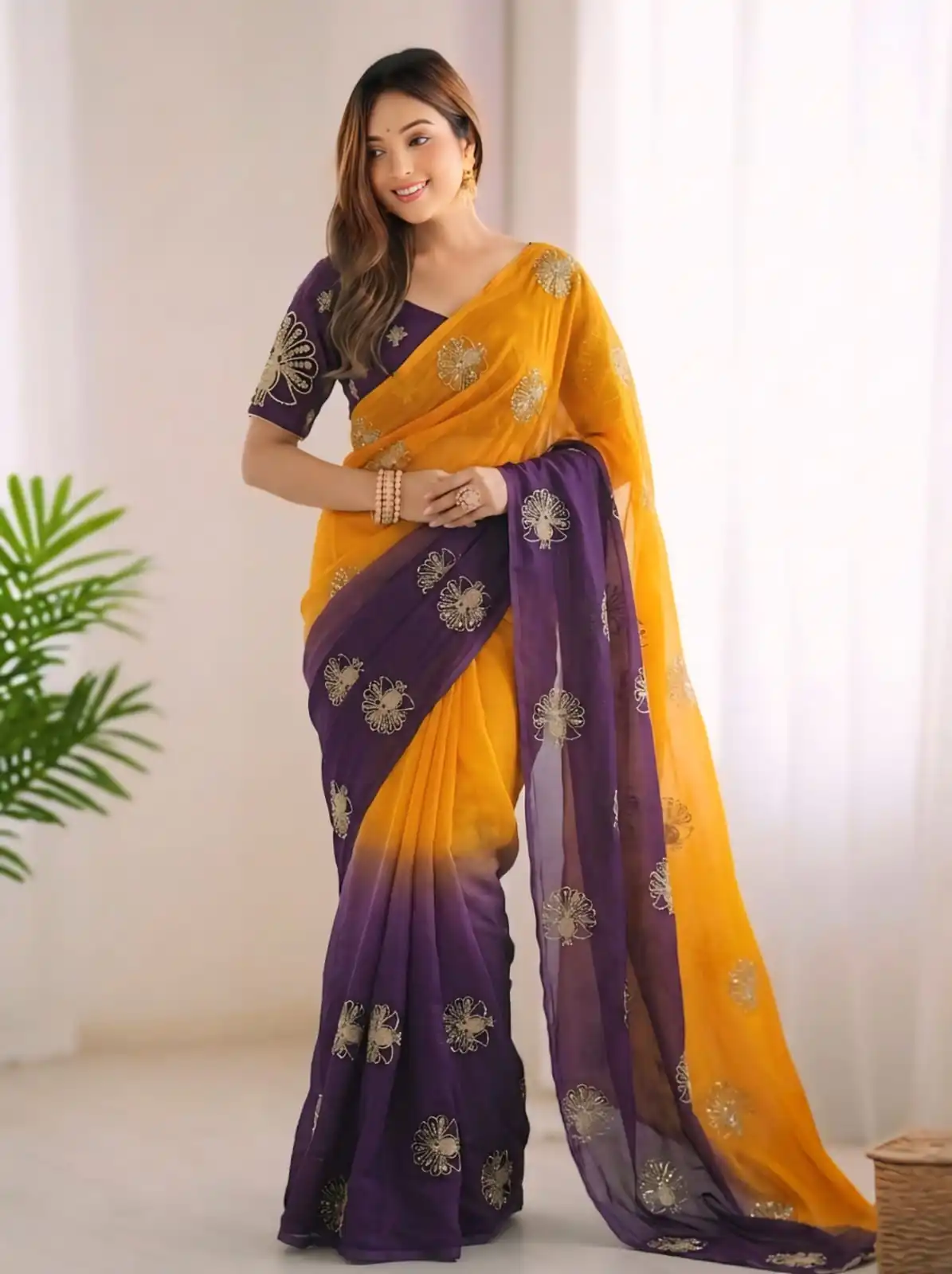 SC 1052 Yellow Fendy Silk Saree Perfect for Wedding, Party, Baby Shower, Pongal, Housewarming – . Available at ₹1799 only. Delivery 4-6 Working Days. | Sarees, Bollywood Sarees, Creative Sarees, Designer Sarees, Embroidered Sarees, Ethnic Saree, Modern Digital sarees, Party Wear Sarees
