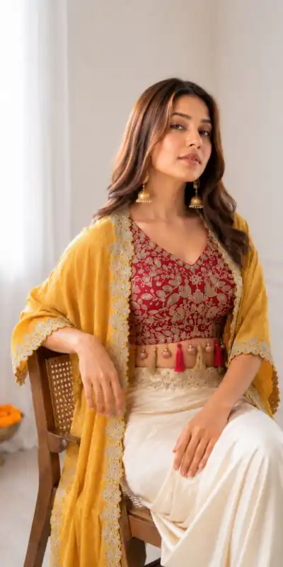 Perfect for Wedding, Party, Festival Celebrations, Holi, Pooja – BB 48 Yellow Yellow Crepe Silk Dhoti Suit. Introductory Price ₹2099. Delivery 4-6 Working | Jump Suits, Salwar suit, Casual Suits, Creative suits, Designer Suits, Palazzo Suits, Party Wear Suits, Patiala Suits, Straight Suits