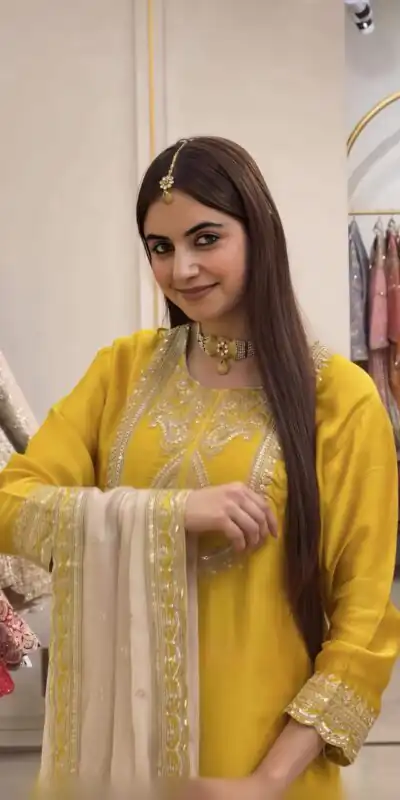 Alternative view of Angelic Yellow Chinon Silk Embroider Work Salwar Suit