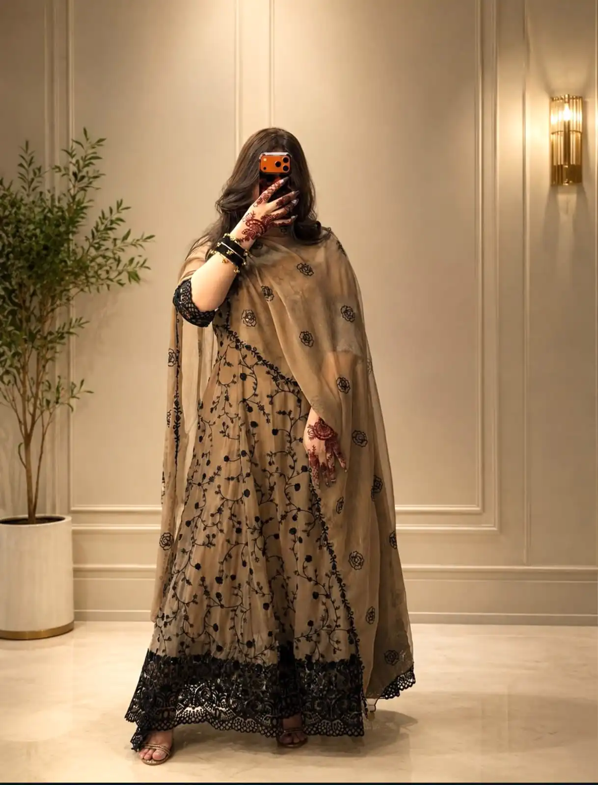 Beautiful Cream Fox Georgette Embroider Work Gown - Image 5