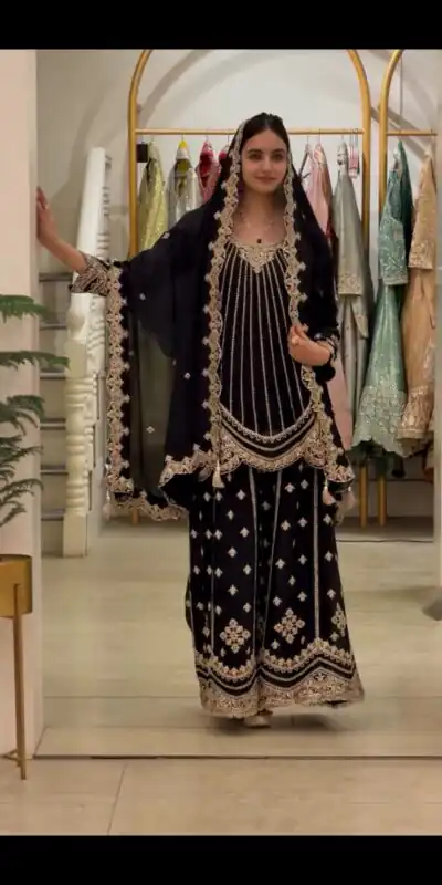 Alternative view of Classic Black Faux Georgette Cut Work Salwar Suit