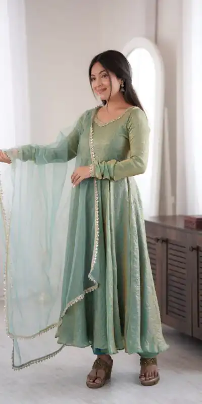 Glowing Rama Doremon Crush Mirror Work Gown
