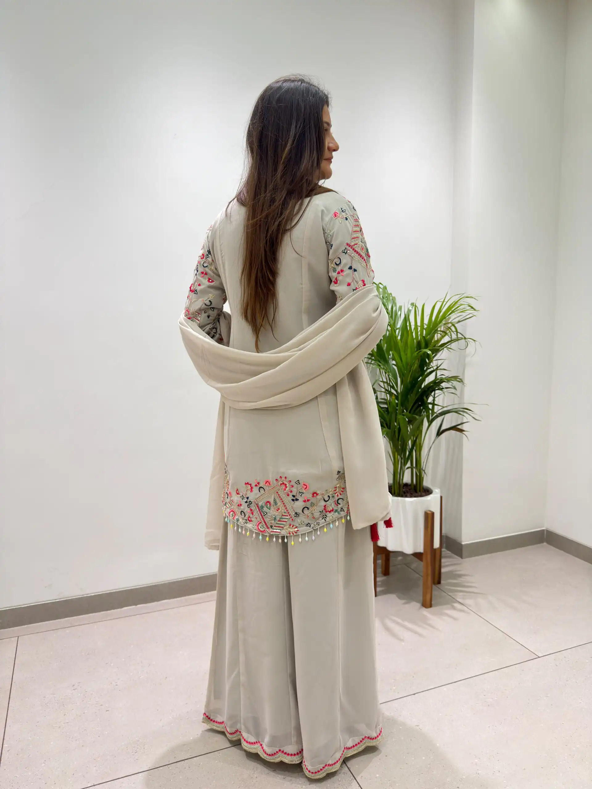 Magical Grey Faux Georgette Sequence Work Salwar Suit - Image 4