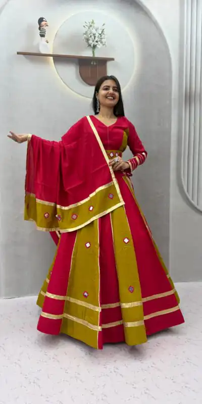 Alternative view of Perfect Mustered Roman Silk Mirror Work Lehenga Choli
