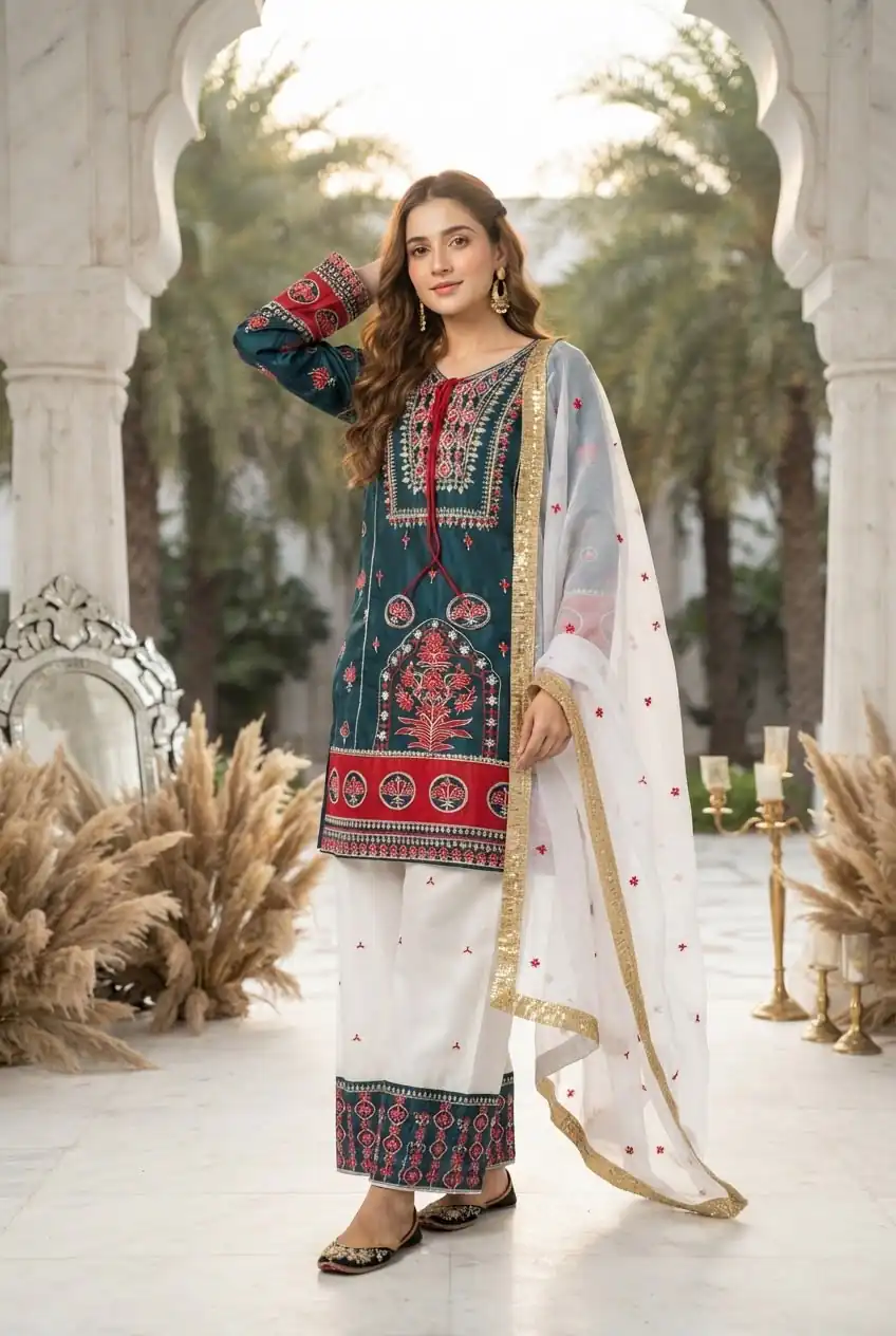Pretty Blue Natural Silk Embroider Work Salwar Suit