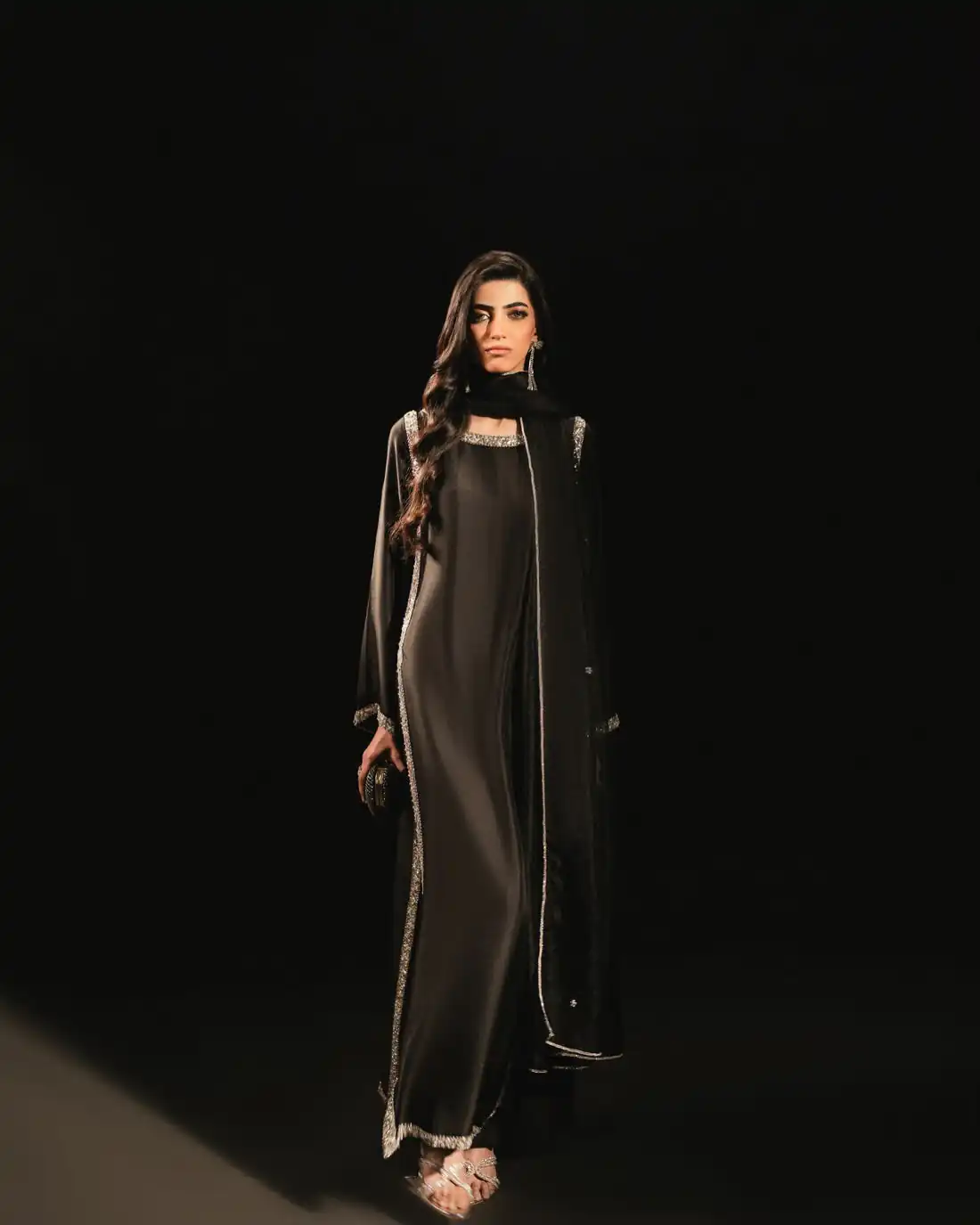Stylish Black Natural Crep Breads Work Salwar Suit - Image 2