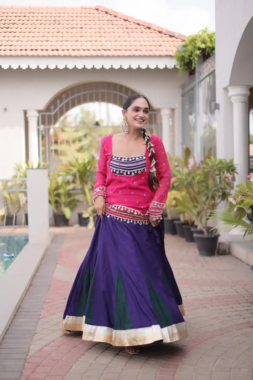 Trendy Pink Rayon Kutchi Work Lehenga Choli - Image 2