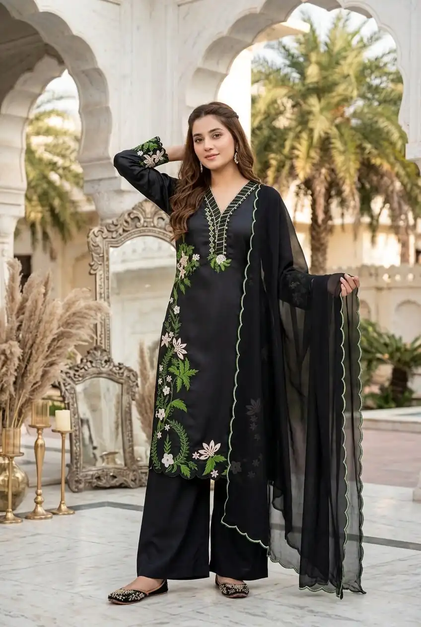 ST 249 Black Roman Silk Salwar Suit with Sequins Work & Embroidery Work. Available at ₹2099 only. Delivery 4-6 Working Days. Shop now. | Jump Suits, Salwar suit, Casual Suits, Creative suits, Designer Suits, Palazzo Suits, Party Wear Suits, Patiala Suits, Straight Suits