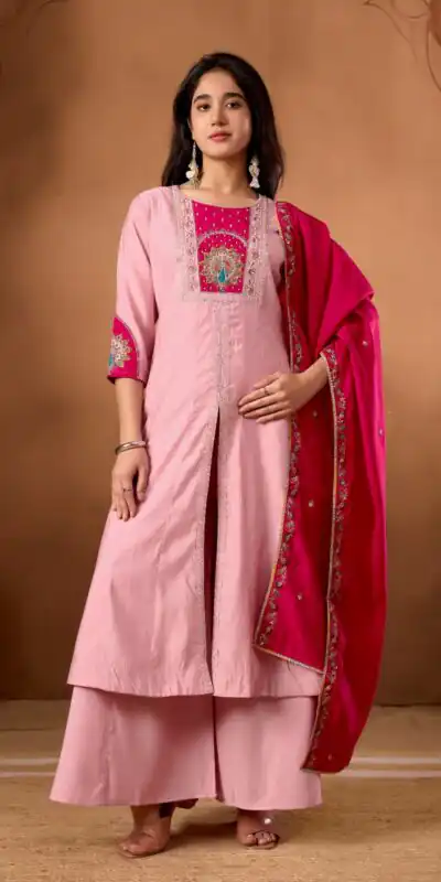 DIVA 150 Pink Silk Salwar Suit with Sequins Work & Embroidery Work. Available at ₹2449 only. Delivery 4-6 Working Days. Shop now. | Jump Suits, Salwar suit, Casual Suits, Creative suits, Designer Suits, Palazzo Suits, Party Wear Suits, Patiala Suits, Straight Suits