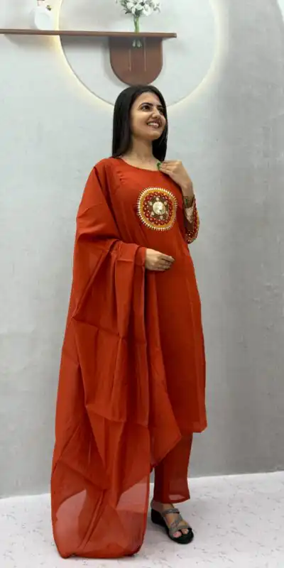 PC 598 Rust Roman Silk Salwar Suit with Sequins Work & Embroidery Work. Available at ₹2099 only. Delivery 4-6 Working Days. Shop now. | Jump Suits, Salwar suit, Casual Suits, Creative suits, Designer Suits, Palazzo Suits, Party Wear Suits, Patiala Suits, Straight Suits