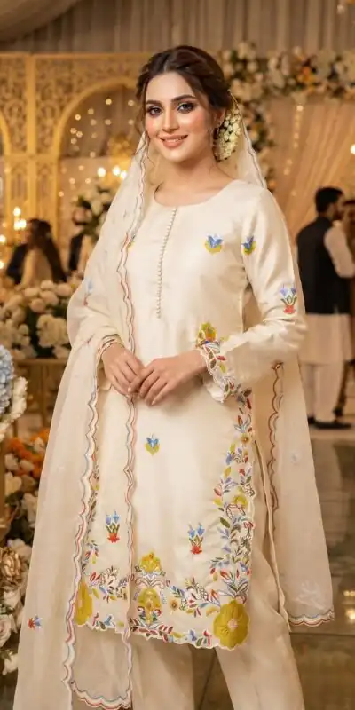 LG 2132 Off Whiten Glass Roman Salwar Suit with Embroidery Work. Introductory Price ₹2349. Delivery 4-6 Working Days. Shop now. | Jump Suits, Salwar suit, Casual Suits, Creative suits, Designer Suits, Palazzo Suits, Party Wear Suits, Patiala Suits, Straight Suits