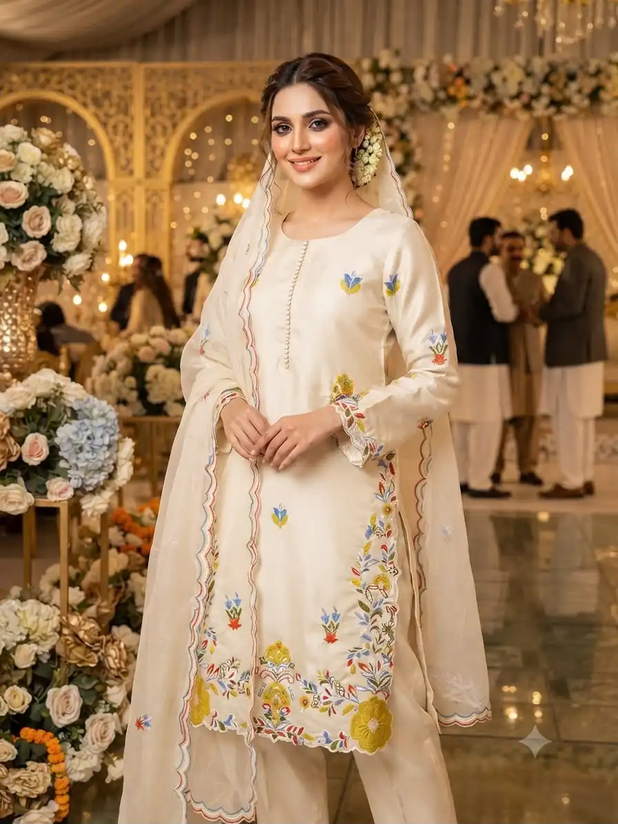 LG 2132 Off Whiten Glass Roman Salwar Suit with Embroidery Work. Introductory Price ₹2349. Delivery 4-6 Working Days. Shop now. | Jump Suits, Salwar suit, Casual Suits, Creative suits, Designer Suits, Palazzo Suits, Party Wear Suits, Patiala Suits, Straight Suits